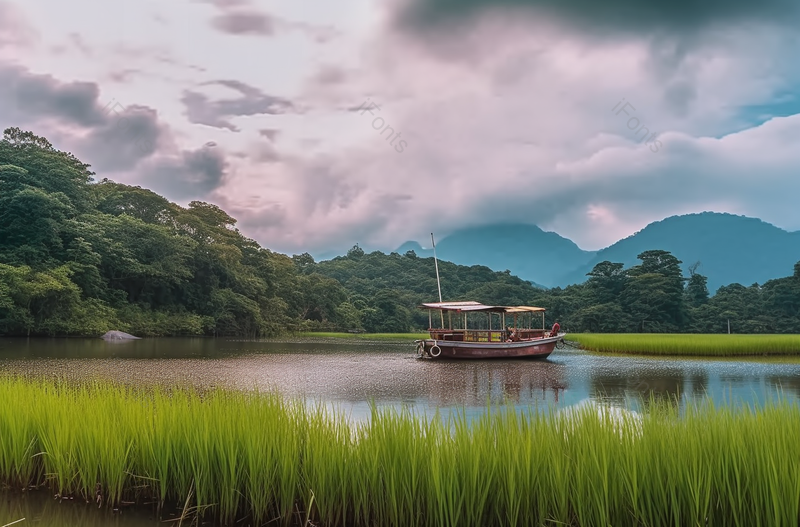 绿色蓝天白云草绿停泊靠岸小船摄影背景,高清,摄影图,摄影图片,图片大全,摄影图免费下载